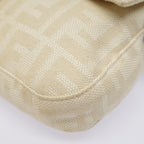 FENDI Zucca Canvas Mamma Baguette Shoulder Bag Beige Brown Silver90203