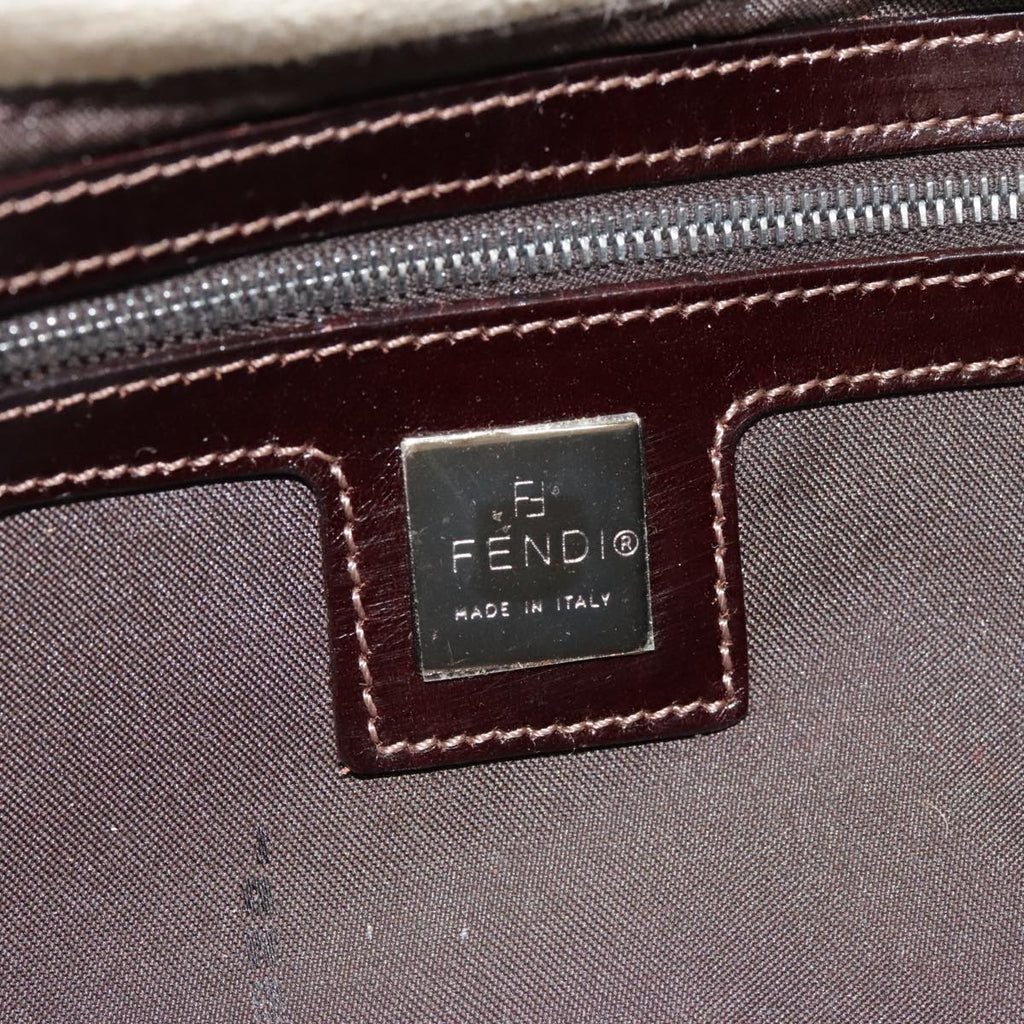 FENDI Zucca Canvas Mamma Baguette Shoulder Bag Beige Brown Silver90203