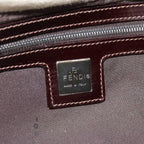 FENDI Zucca Canvas Mamma Baguette Shoulder Bag Beige Brown Silver90203