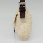 FENDI Zucca Canvas Mamma Baguette Shoulder Bag Beige Brown Silver90203