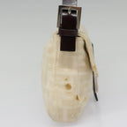FENDI Zucca Canvas Mamma Baguette Shoulder Bag Beige Brown Silver90203