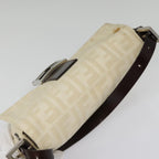 FENDI Zucca Canvas Mamma Baguette Shoulder Bag Beige Brown Silver90203