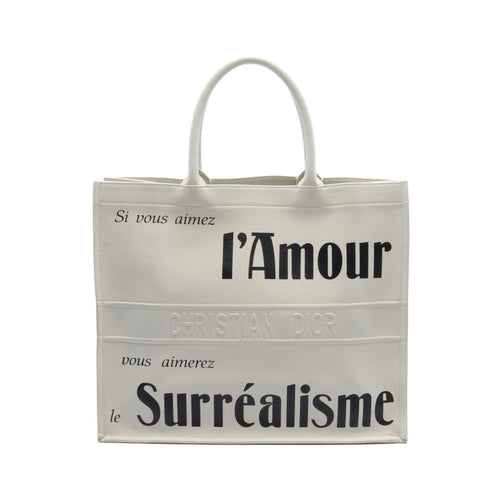 Dior BOOK TOTE Book tote Large Handbag Tote bag Leather Off white Black
