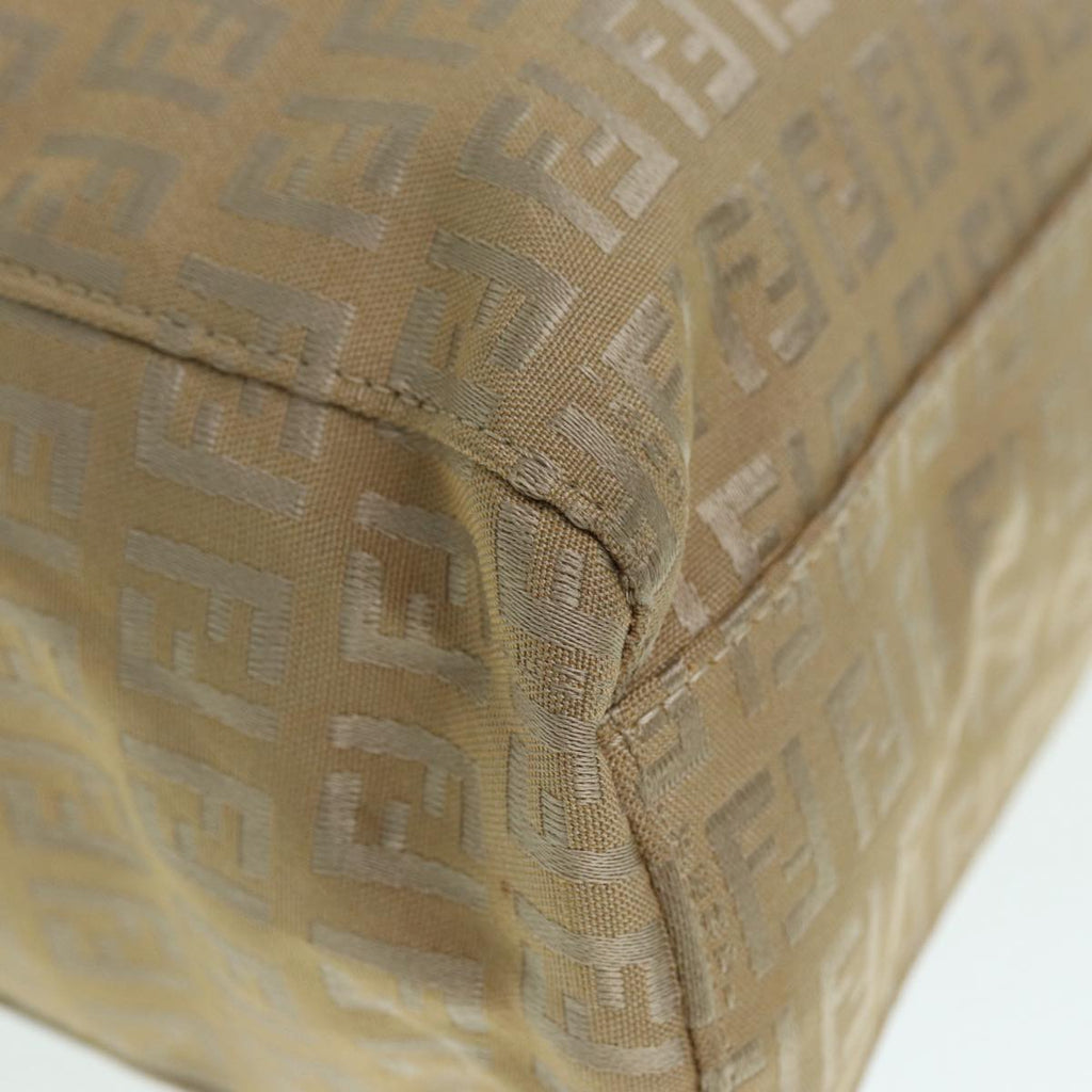 FENDI Zucchino Canvas Tote Bag Beige Gold90378