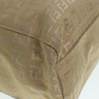 FENDI Zucchino Canvas Tote Bag Beige Gold90378