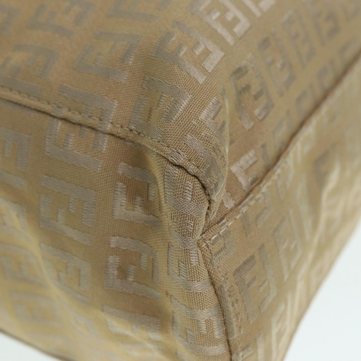 FENDI Zucchino Canvas Tote Bag Beige Gold90378