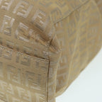 FENDI Zucchino Canvas Tote Bag Beige Gold90378