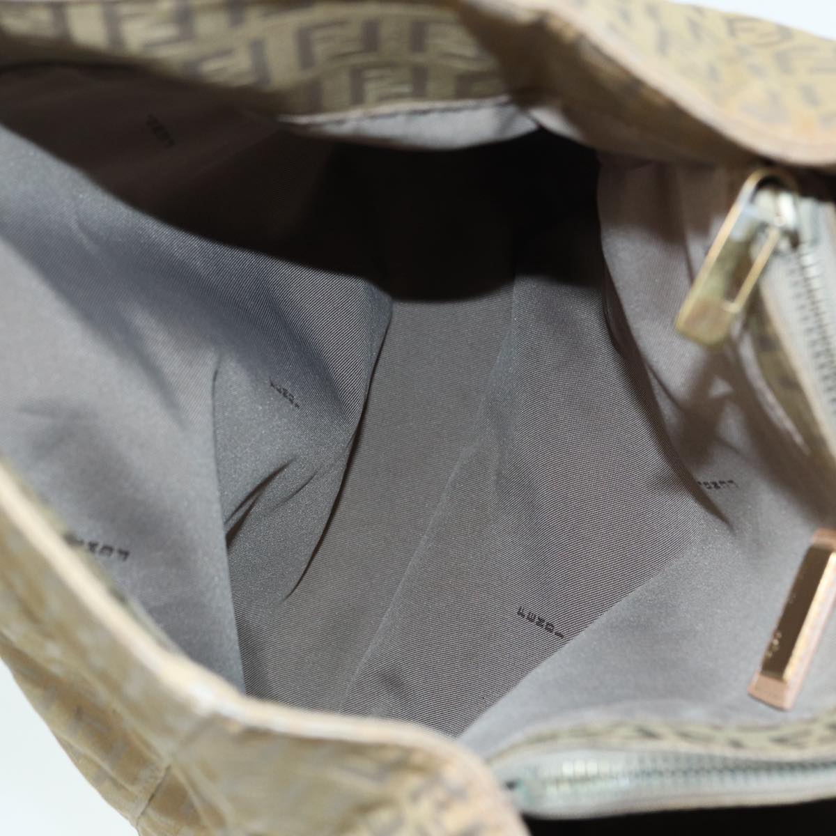 FENDI Zucchino Canvas Tote Bag Beige Gold90378