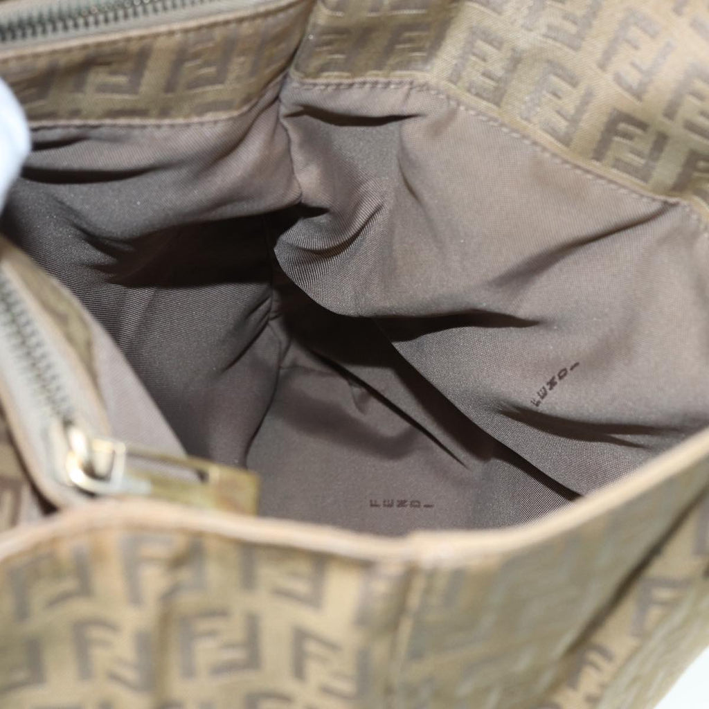 FENDI Zucchino Canvas Tote Bag Beige Gold90378