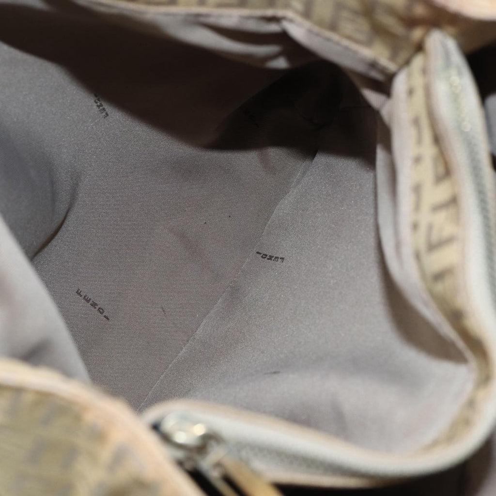 FENDI Zucchino Canvas Tote Bag Beige Gold90378