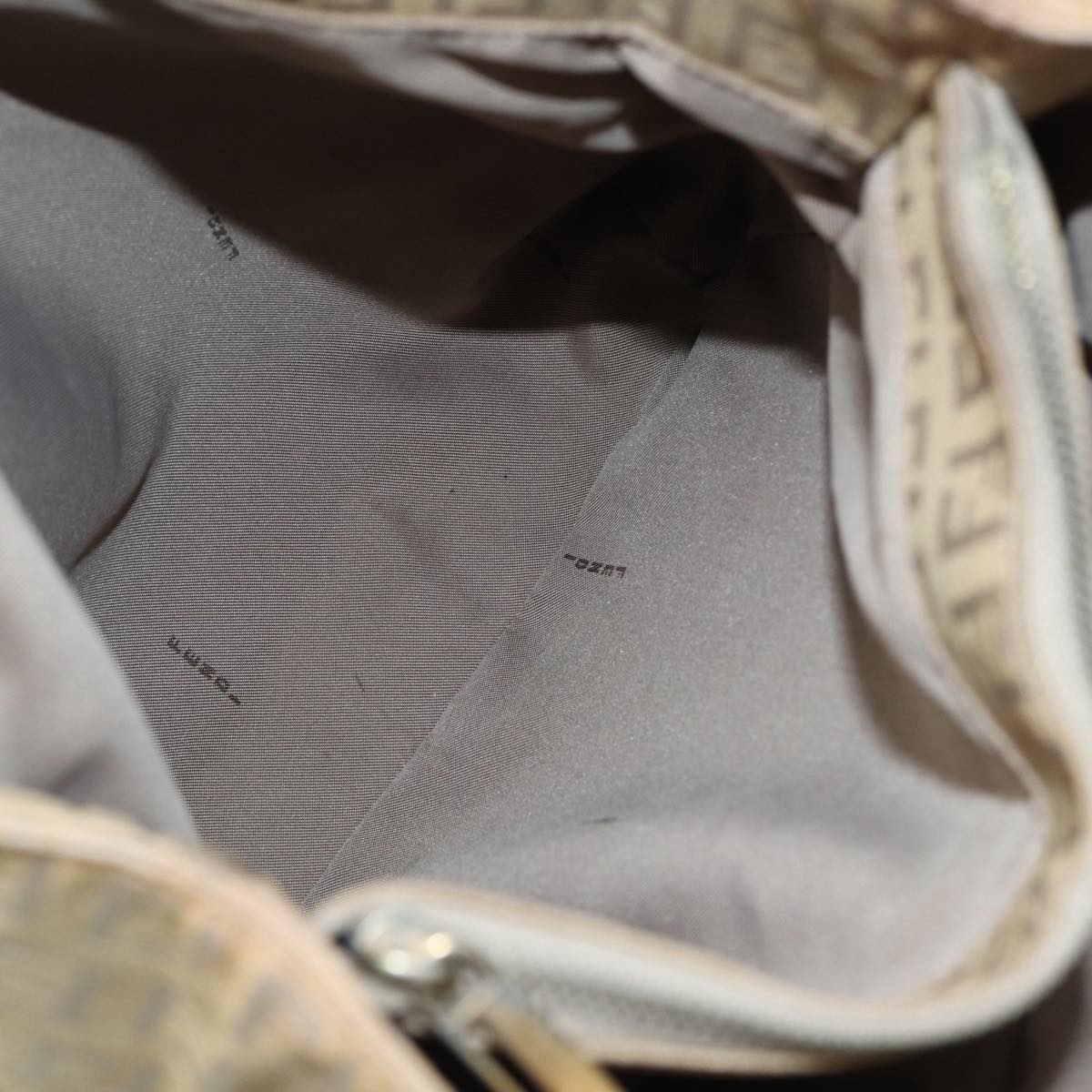 FENDI Zucchino Canvas Tote Bag Beige Gold90378
