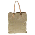 FENDI Zucchino Canvas Tote Bag Beige Gold90378