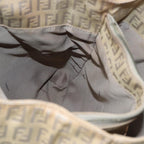 FENDI Zucchino Canvas Tote Bag Beige Gold90378