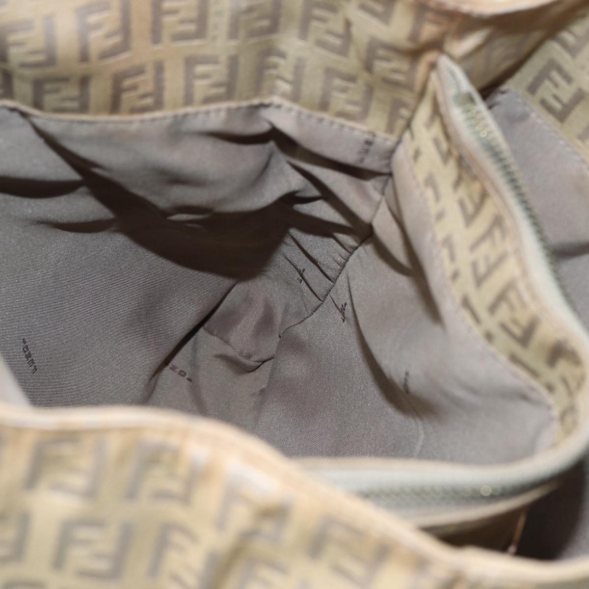 FENDI Zucchino Canvas Tote Bag Beige Gold90378