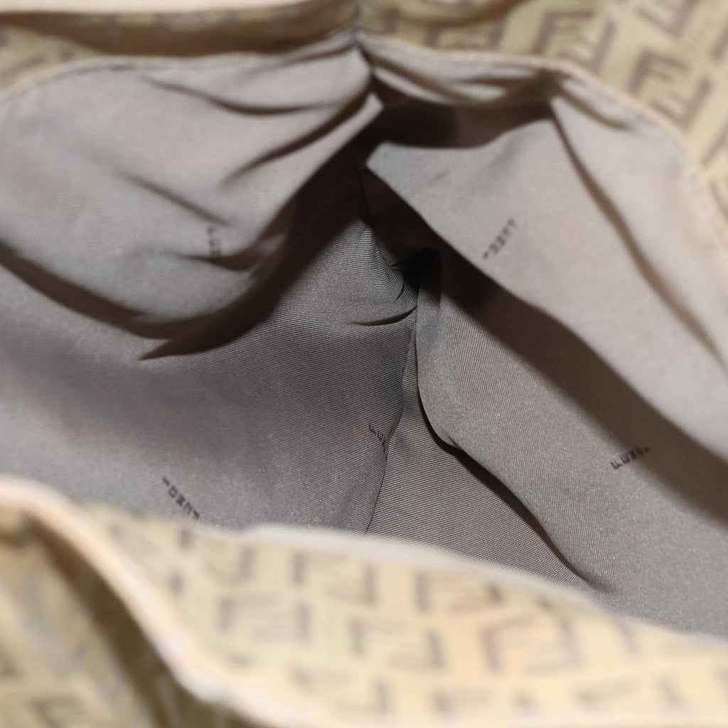 FENDI Zucchino Canvas Tote Bag Beige Gold90378