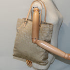 FENDI Zucchino Canvas Tote Bag Beige Gold90378