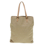 FENDI Zucchino Canvas Tote Bag Beige Gold90378