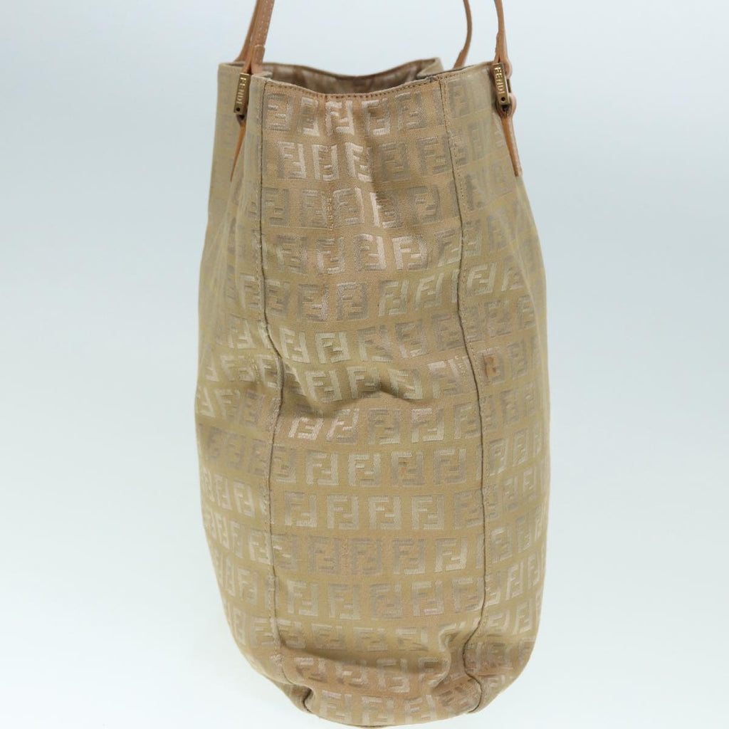 FENDI Zucchino Canvas Tote Bag Beige Gold90378