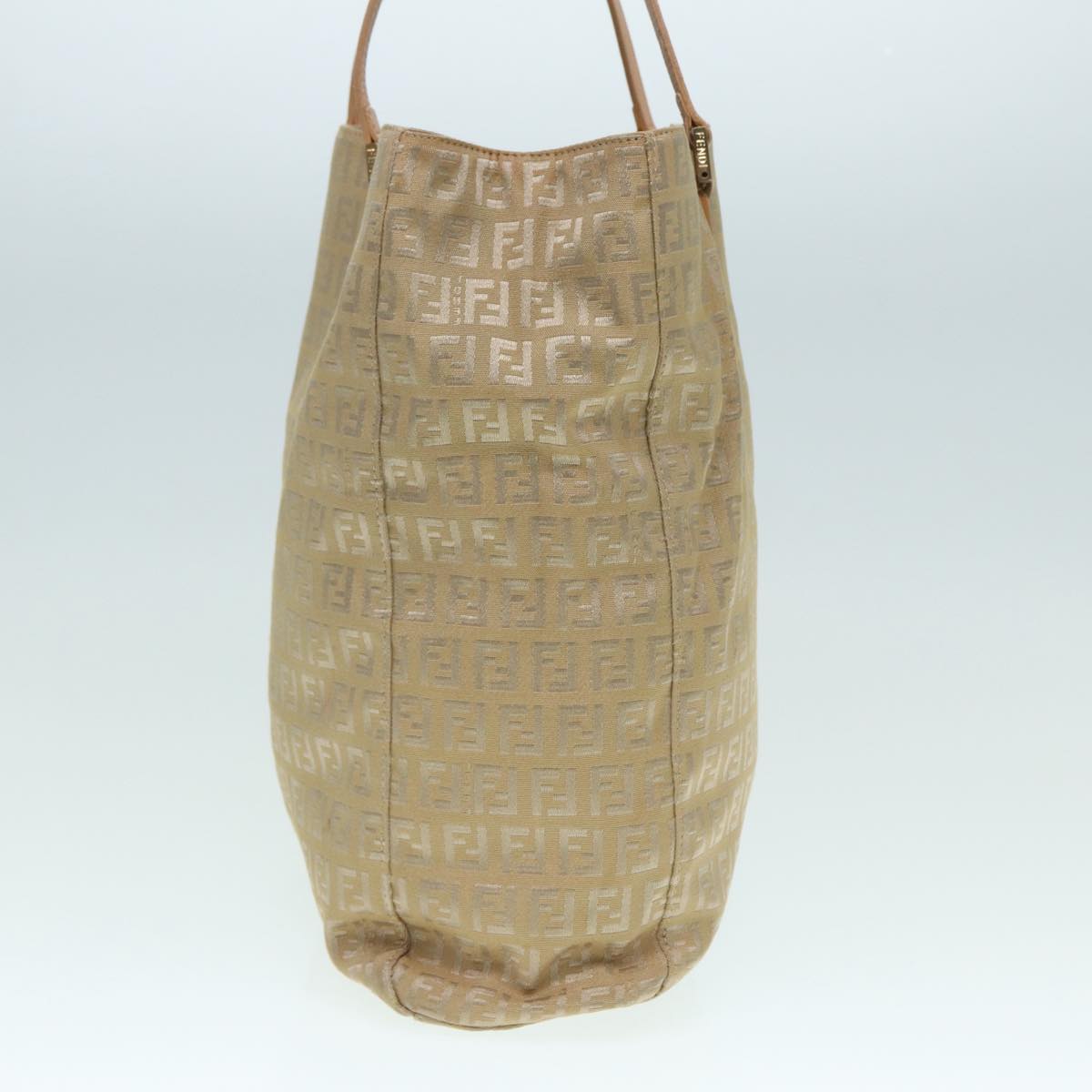 FENDI Zucchino Canvas Tote Bag Beige Gold90378