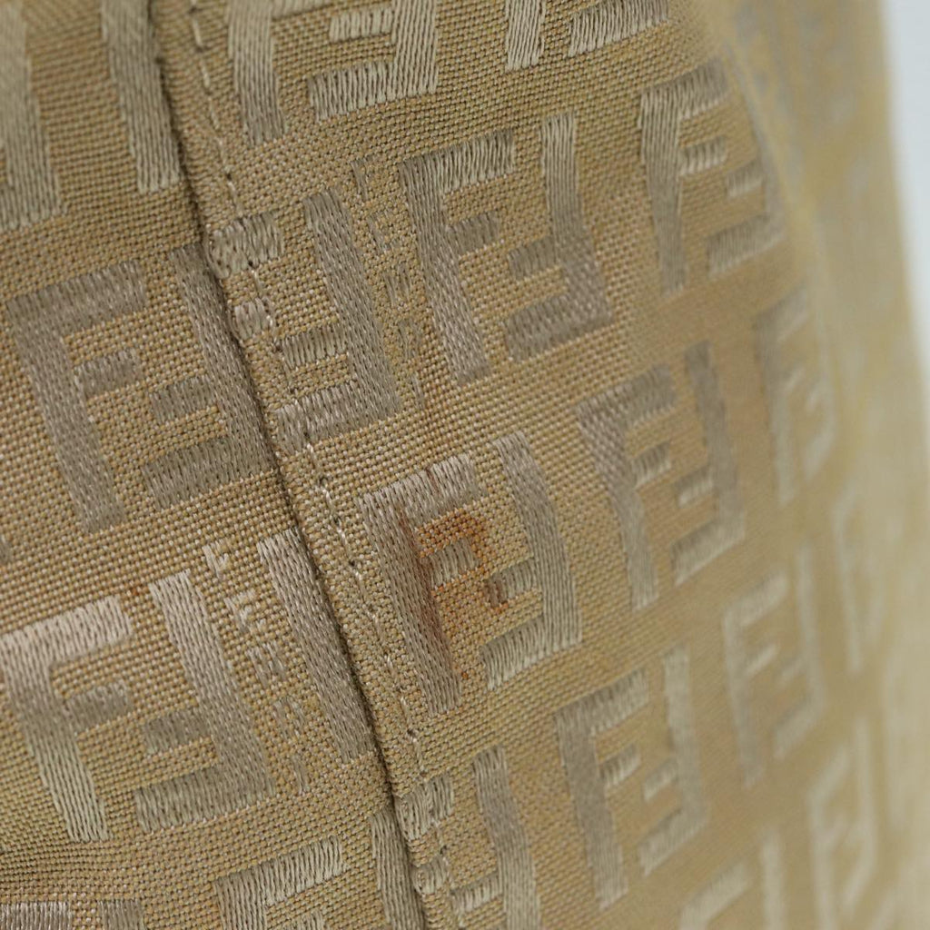 FENDI Zucchino Canvas Tote Bag Beige Gold90378