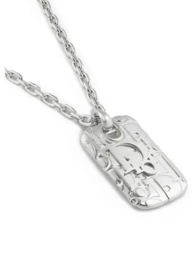 Oblique Plate Pendant Necklace Silver Dior