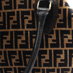 FENDI Zucca Handbag Fabric Leather Beige Black