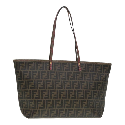 FENDI Zucca Canvas Tote Bag Brown Black gold90403