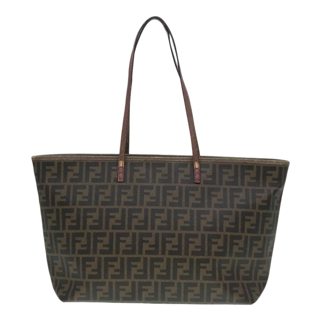 FENDI Zucca Canvas Tote Bag Brown Black gold90403