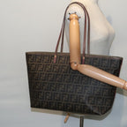 FENDI Zucca Canvas Tote Bag Brown Black gold90403