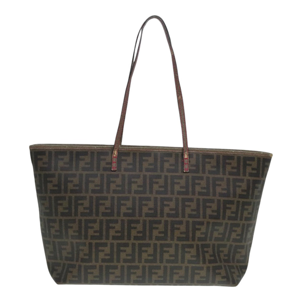 FENDI Zucca Canvas Tote Bag Brown Black gold90403