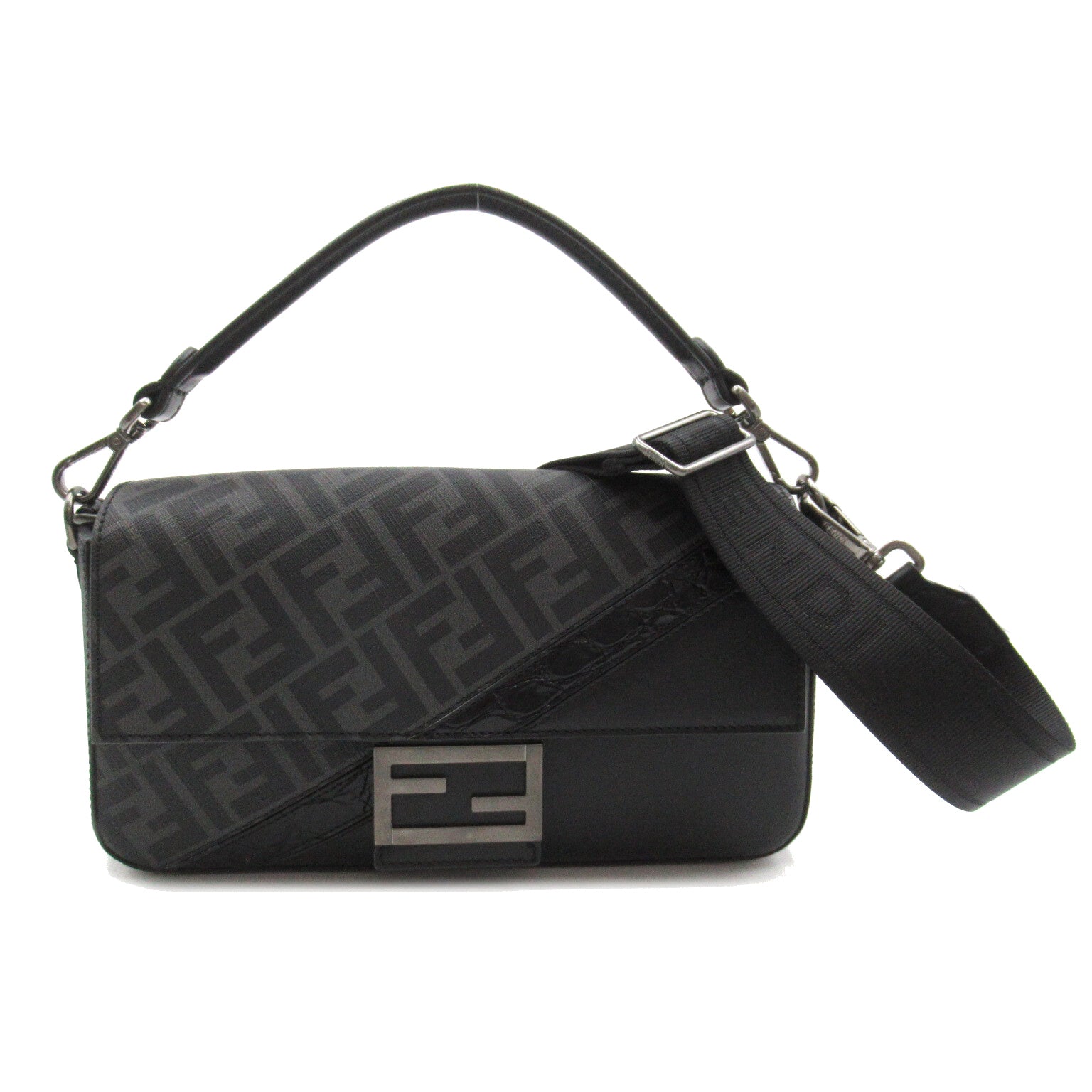 FENDI 2way shoulder bag Shoulder bag PVC Coated Canvas Leather Black