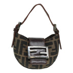 FENDI Zucca Canvas Mini Croissant Hand Bag Brown Black Silver90427