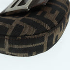 FENDI Zucca Canvas Mini Croissant Hand Bag Brown Black Silver90427