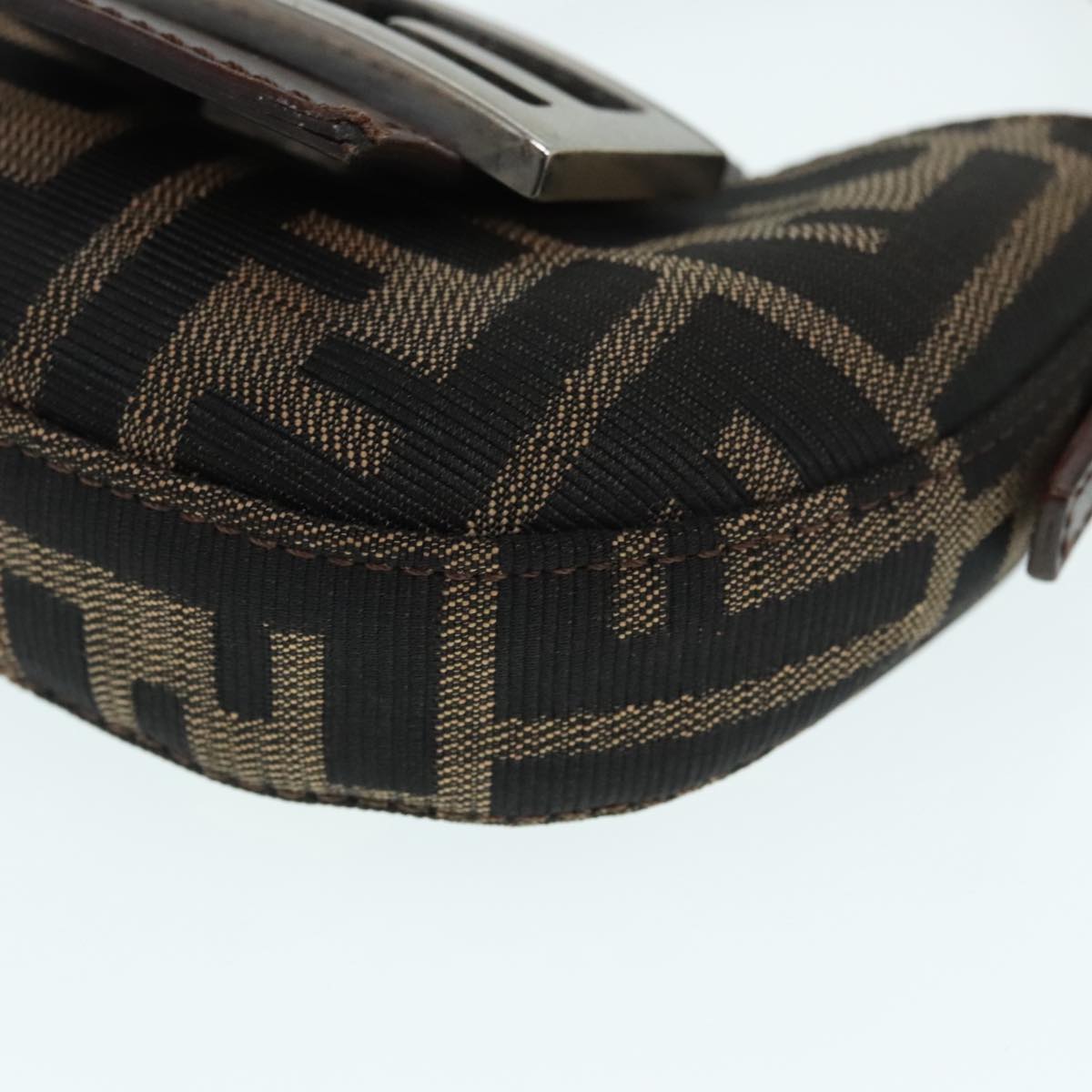 FENDI Zucca Canvas Mini Croissant Hand Bag Brown Black Silver90427