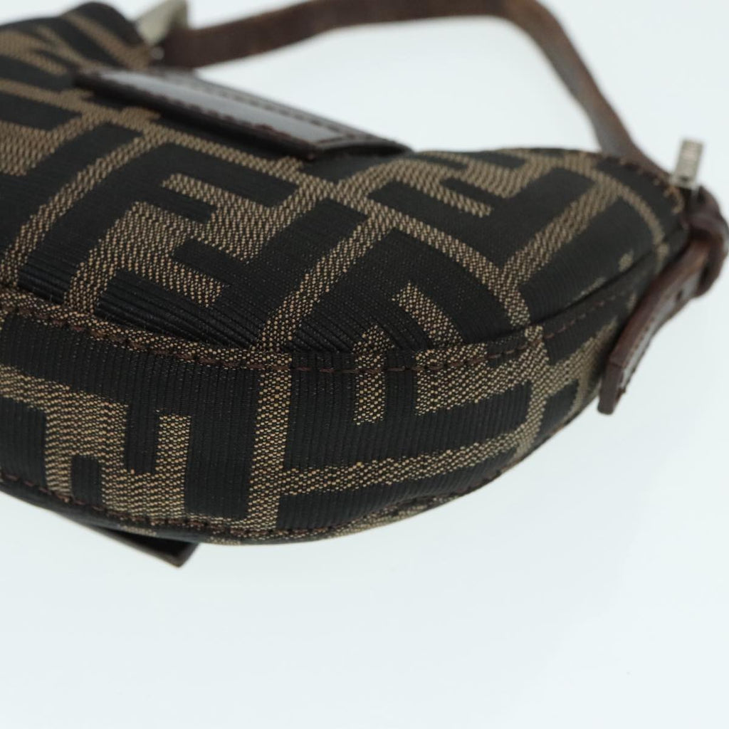 FENDI Zucca Canvas Mini Croissant Hand Bag Brown Black Silver90427