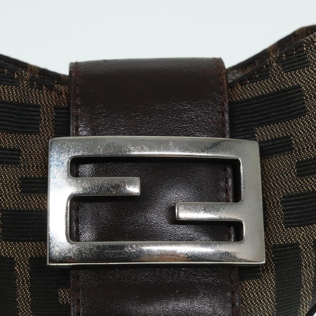 FENDI Zucca Canvas Mini Croissant Hand Bag Brown Black Silver90427