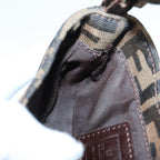 FENDI Zucca Canvas Mini Croissant Hand Bag Brown Black Silver90427