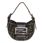 FENDI Zucca Canvas Mini Croissant Hand Bag Brown Black Silver90427
