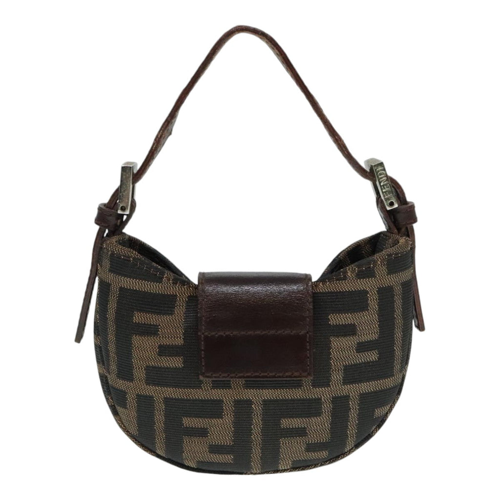 FENDI Zucca Canvas Mini Croissant Hand Bag Brown Black Silver90427