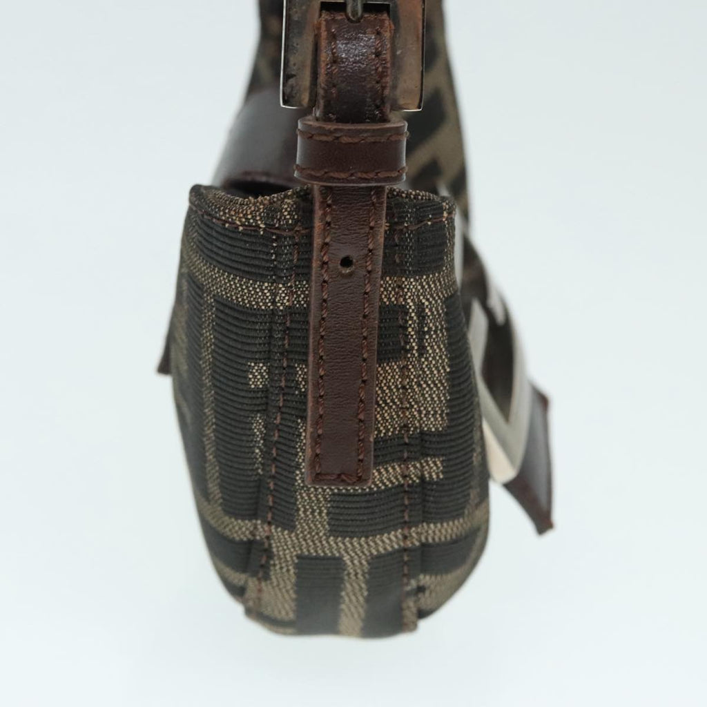 FENDI Zucca Canvas Mini Croissant Hand Bag Brown Black Silver90427