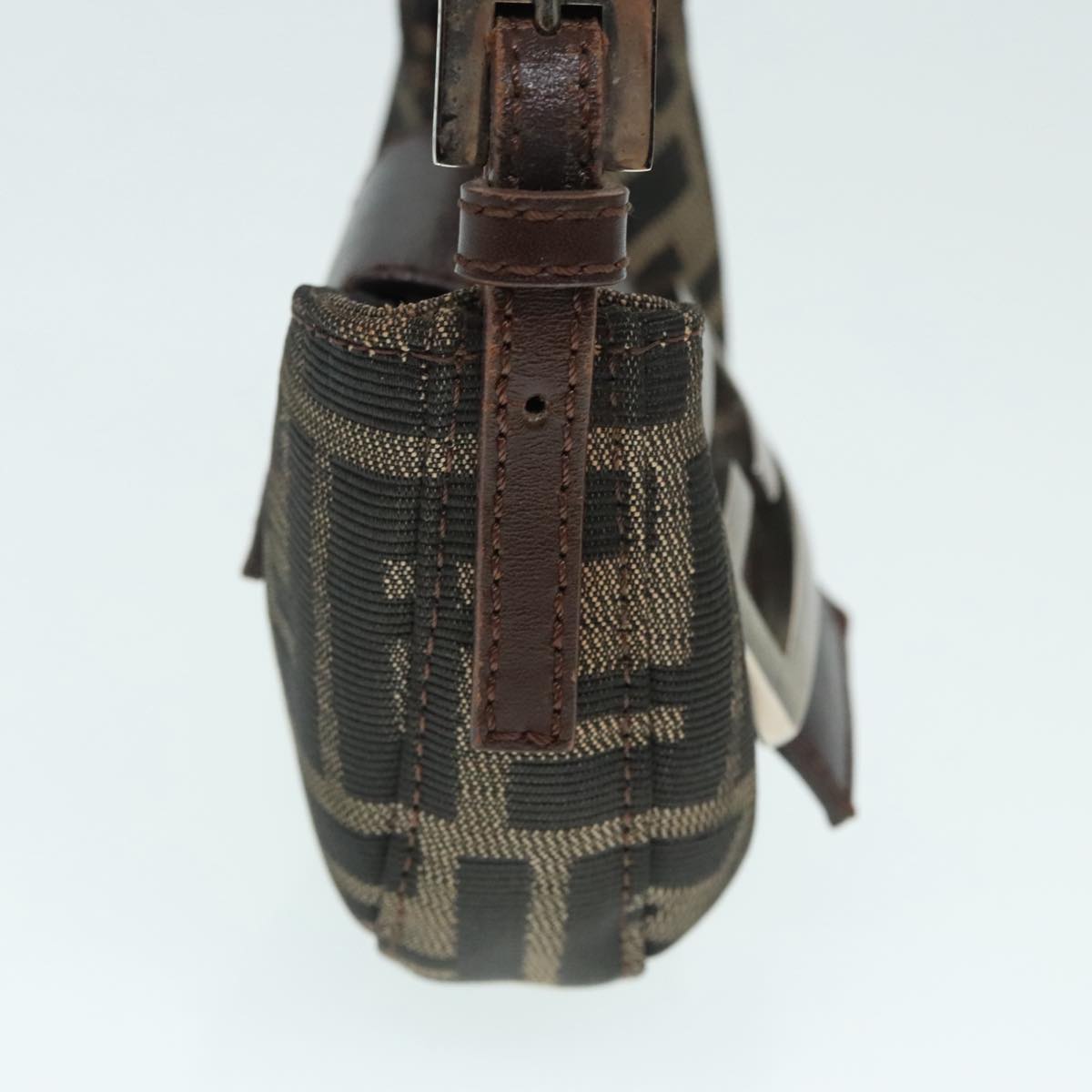 FENDI Zucca Canvas Mini Croissant Hand Bag Brown Black Silver90427