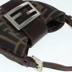 FENDI Zucca Canvas Mini Croissant Hand Bag Brown Black Silver90427