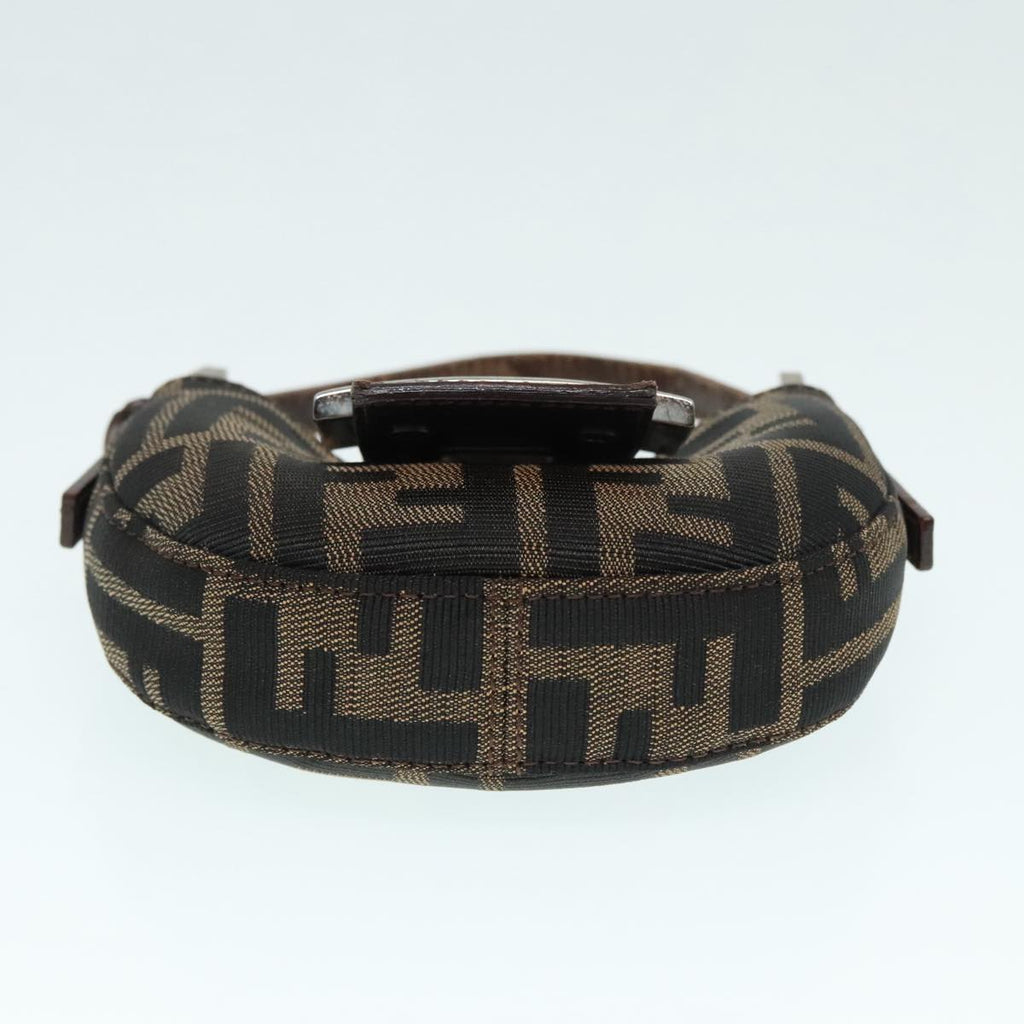 FENDI Zucca Canvas Mini Croissant Hand Bag Brown Black Silver90427