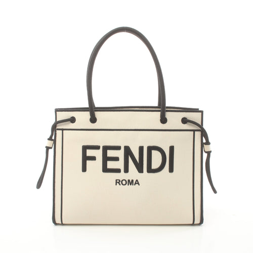 FENDI Shoulder bag Tote bag Canvas Off white Black Logo