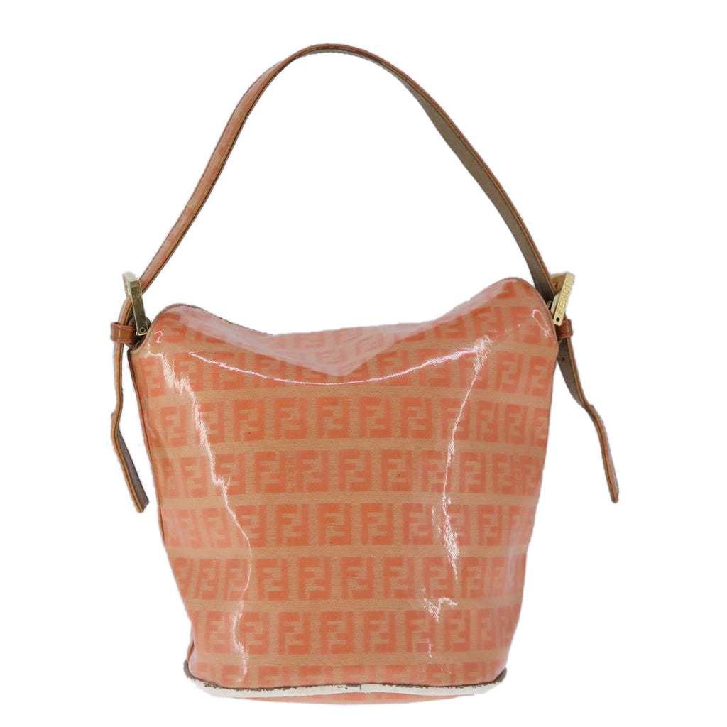 FENDI Zucchino Canvas Mamma Baguette Shoulder Bag Enamel Gold Orange90483