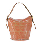 FENDI Zucchino Canvas Mamma Baguette Shoulder Bag Enamel Gold Orange90483