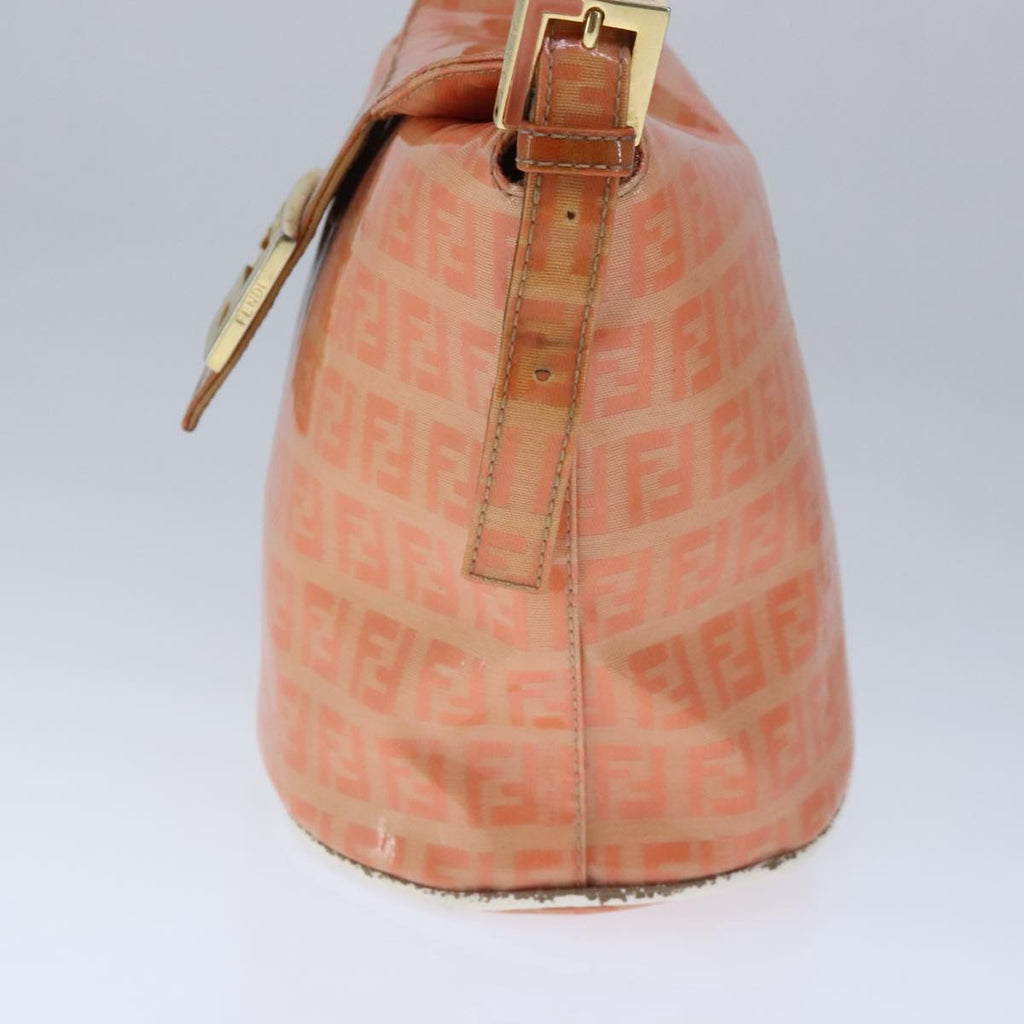 FENDI Zucchino Canvas Mamma Baguette Shoulder Bag Enamel Gold Orange90483