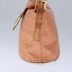FENDI Zucchino Canvas Mamma Baguette Shoulder Bag Enamel Gold Orange90483