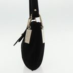FENDI Zucchino Canvas Shoulder Bag Black Gold90485