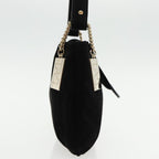 FENDI Zucchino Canvas Shoulder Bag Black Gold90485